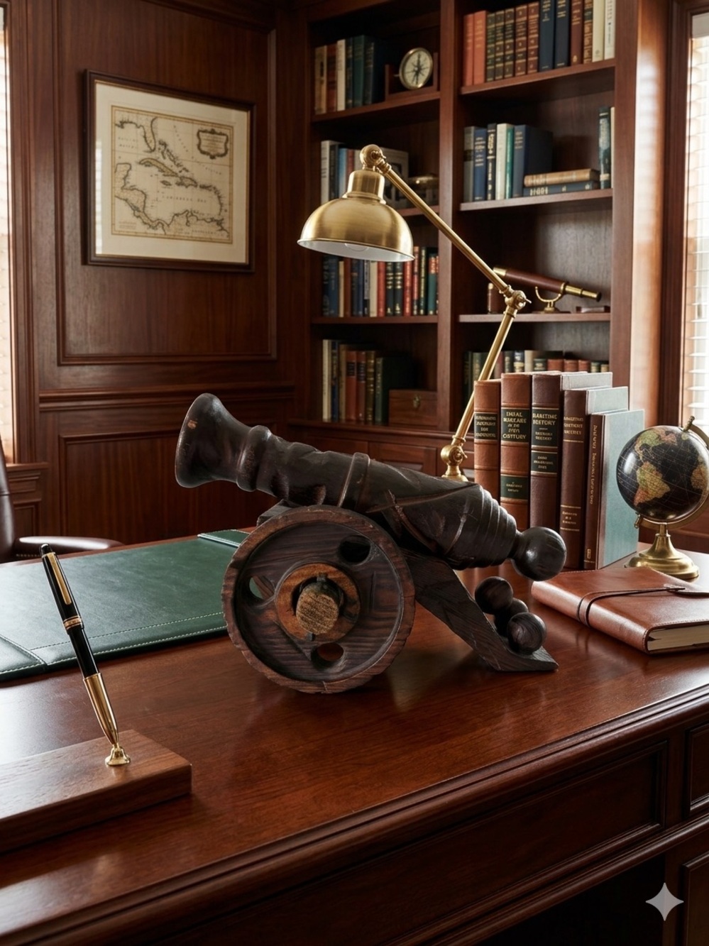 Vintage Spain Hand Carved Wood
Cannon Statue Artillery Wooden Brutalist Castle